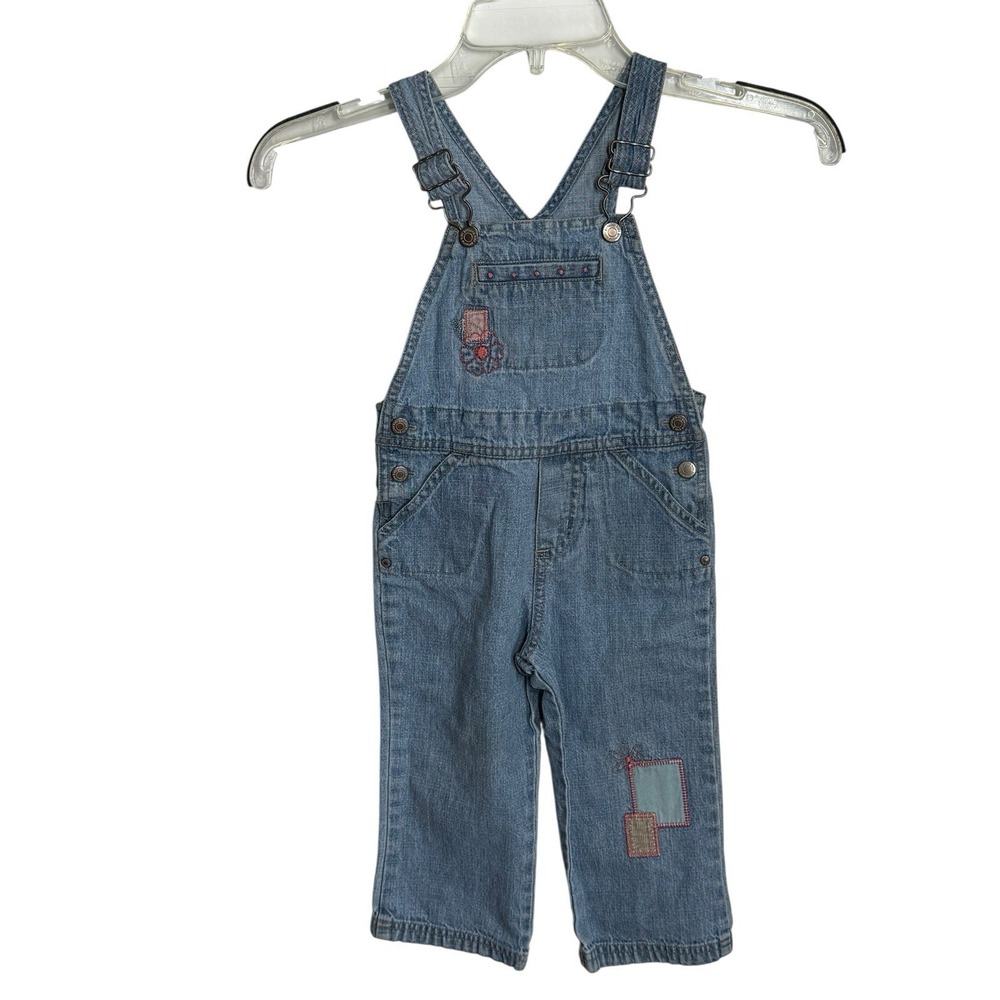 Y2K Genuine Kids Oshkosh Denim Embroidered Overalls Girls 24mths